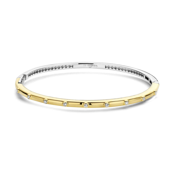 Ti Sento Yellow Gold Plated Collar Set Cubic Zirconia Bangle - Michael Jones Jeweller