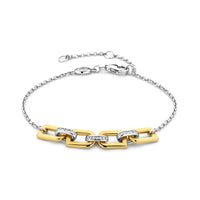Ti Sento Yellow Gold Plated Cubic Zirconia D-Link Bracelet - Michael Jones Jeweller