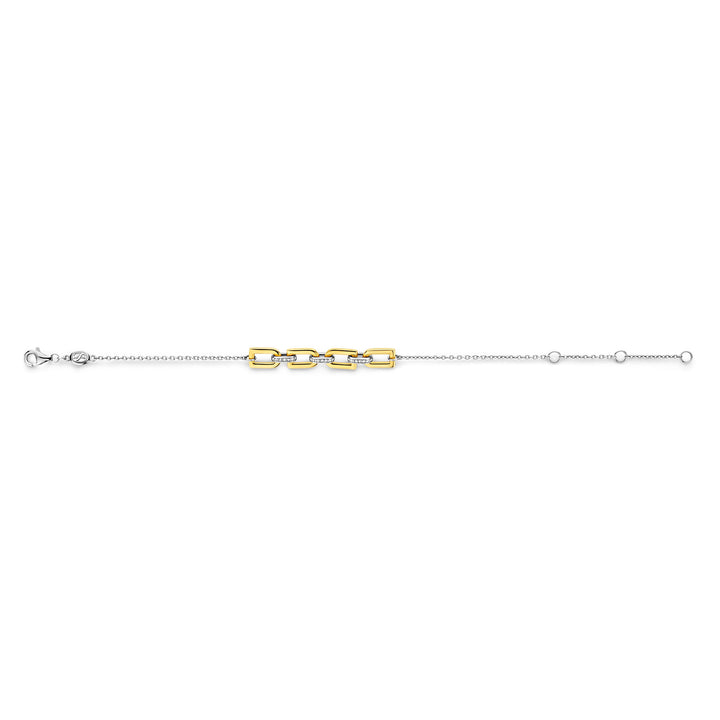 Ti Sento Yellow Gold Plated Cubic Zirconia D-Link Bracelet