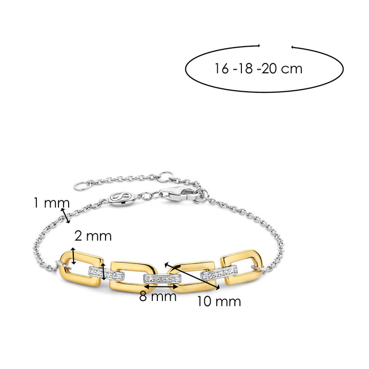 Ti Sento Yellow Gold Plated Cubic Zirconia D-Link Bracelet
