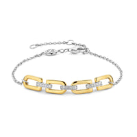 Ti Sento Yellow Gold Plated Cubic Zirconia D-Link Bracelet