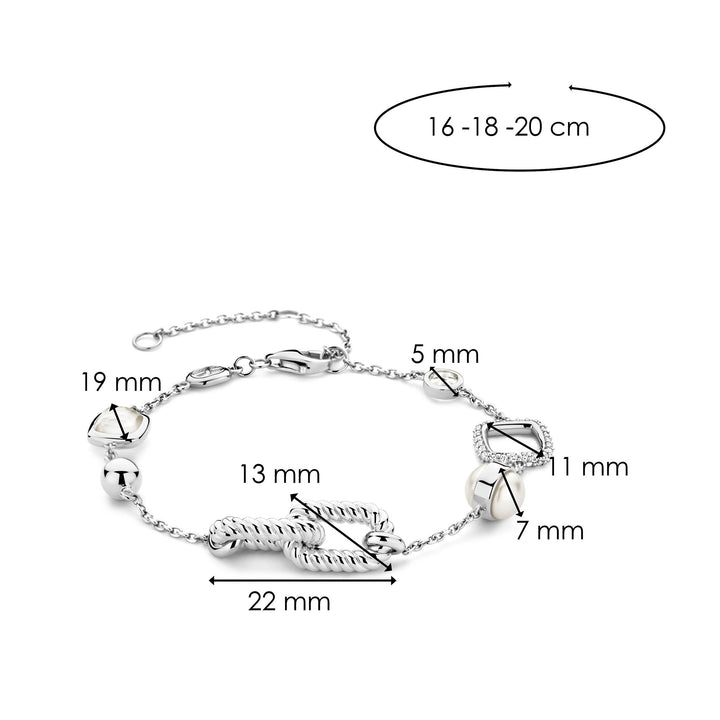 Ti Sento Synthetic Pearl and Mother of Pearl White Rope Link Bracelet - Michael Jones Jeweller