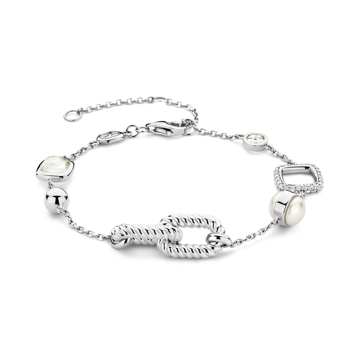 Ti Sento Synthetic Pearl and Mother of Pearl White Rope Link Bracelet - Michael Jones Jeweller