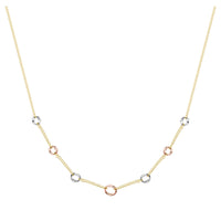 9ct Yellow, Rose and White Gold Double Strand Oval Link Necklace