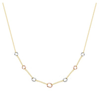 9ct Yellow, Rose and White Gold Double Strand Oval Link Necklace - Michael Jones Jeweller