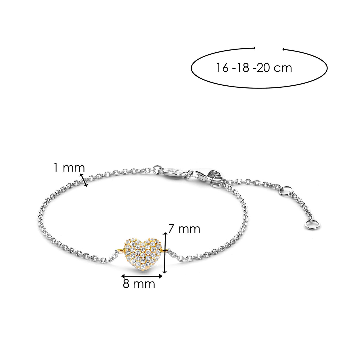 Ti Sento Yellow Gold Plated Cubic Zirconia Heart Bracelet - Michael Jones Jeweller