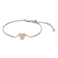 Ti Sento Yellow Gold Plated Cubic Zirconia Heart Bracelet