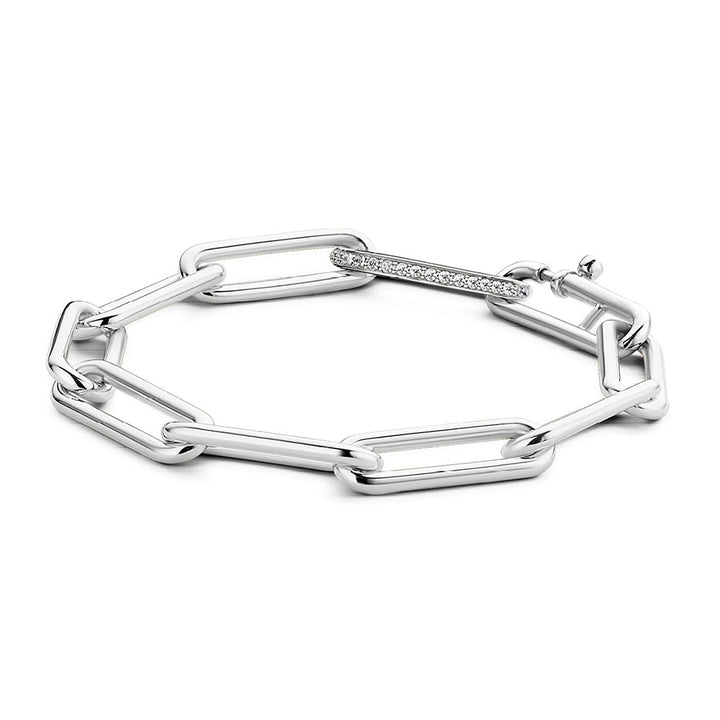 Ti Sento Cubic Zirconia Elongated Oval Linked Bracelet