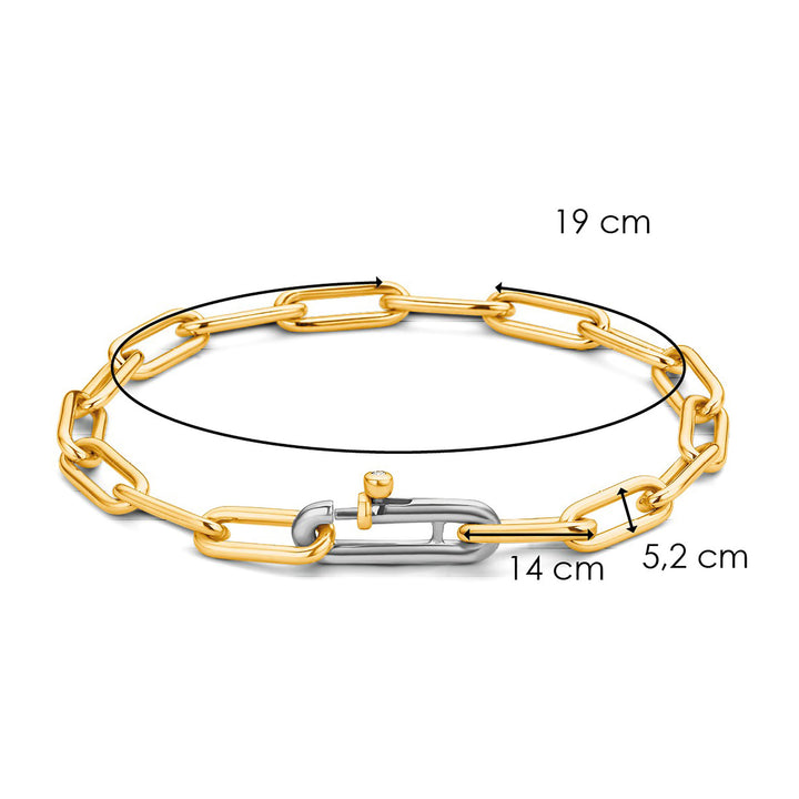 Ti Sento Yellow Gold Plated Oval Link Bracelet with Complimentary Cosmic Jewellery Roll