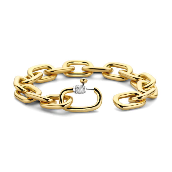 Ti Sento Yellow Gold Plated Cubic Zirconia Oval Linked Bracelet