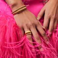 Ti Sento Yellow Gold Plated Ribbed Wide Bangle - Michael Jones Jeweller