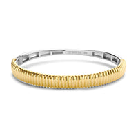 Ti Sento Yellow Gold Plated Ribbed Wide Bangle - Michael Jones Jeweller