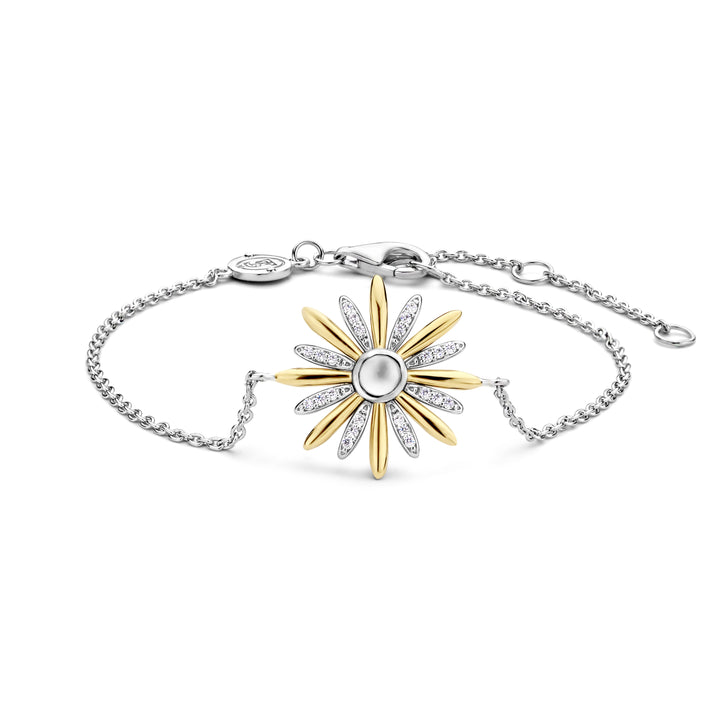 Ti Sento Yellow Gold Plated Mother of Pearl and Cubic Zirconia Star Bracelet