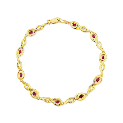 Ruby And Diamond 9ct Yellow Gold Bracelet - Michael Jones Jeweller
