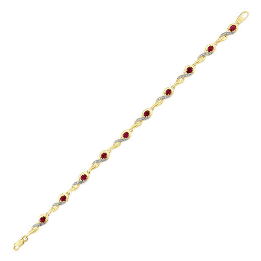 Ruby And Diamond 9ct Yellow Gold Bracelet - Michael Jones Jeweller