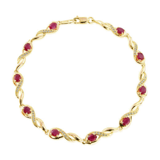 Ruby And Diamond 9ct Yellow Gold Bracelet - Michael Jones Jeweller