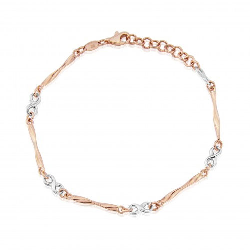 Twist and Kiss 9ct Rose and White Gold Bracelet - Michael Jones Jeweller