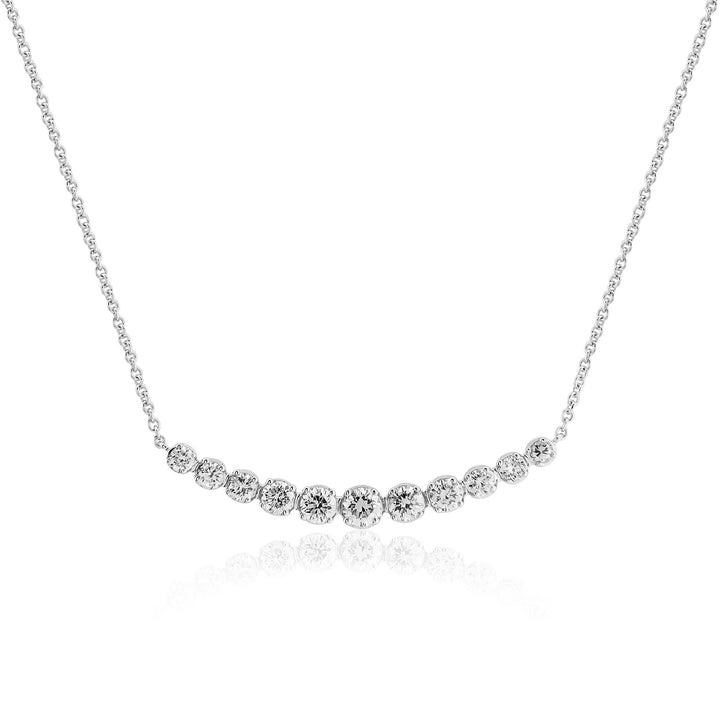 Diamond Curved Platinum Bar Necklace - Michael Jones Jeweller