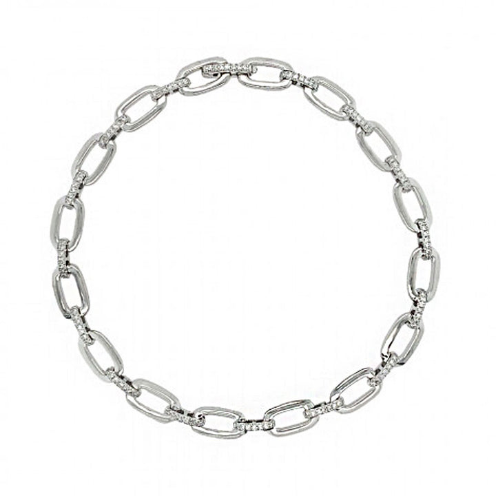 Diamond Link 9ct White Gold Bracelet - Michael Jones Jeweller