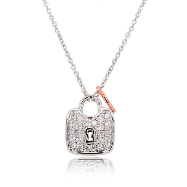 Diamond Set 18ct White Gold Padlock Necklace