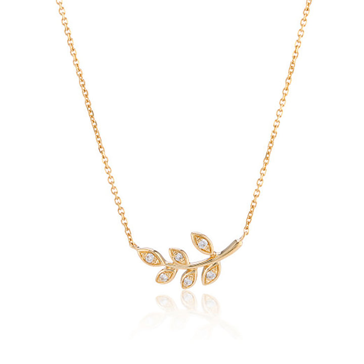 Fern 9ct Yellow Gold Diamond Set Necklace