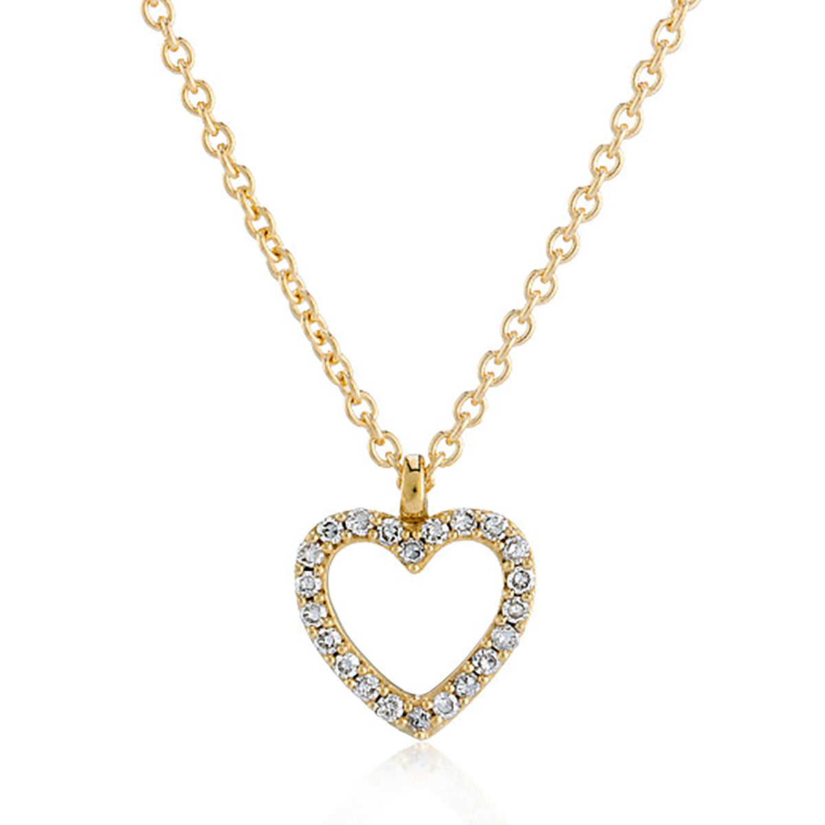 Open Heart 9ct Yellow Gold Diamond Set Necklace - Michael Jones Jeweller