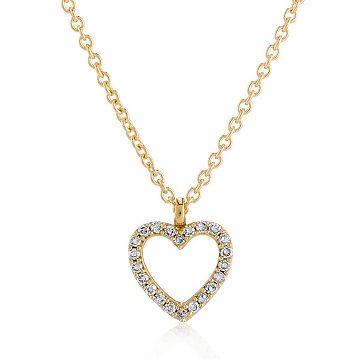 Open Heart 9ct Yellow Gold Diamond Set Necklace - Michael Jones Jeweller