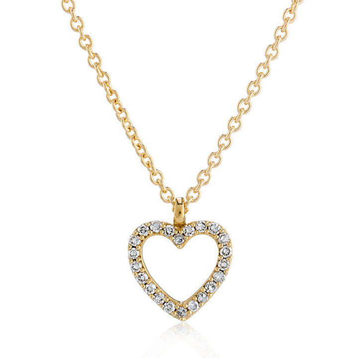 Open Heart 9ct Yellow Gold Diamond Set Necklace