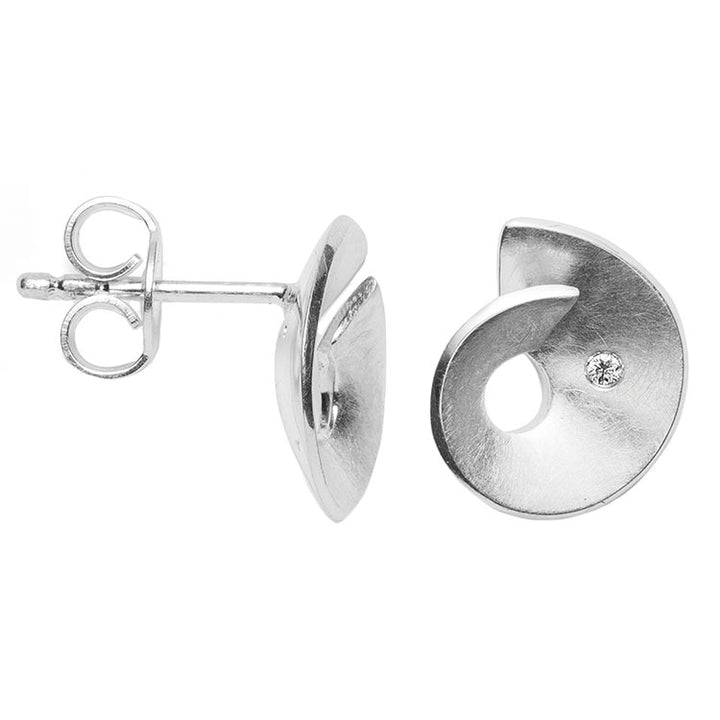 Bastian Diamond Silver Swirl Stud Earrings