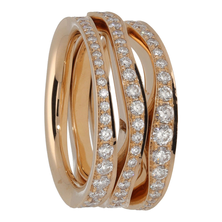 Diamond Triple Wave 18ct Rose Gold Ring - Michael Jones Jeweller