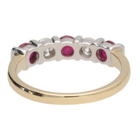 Ruby and Diamond Bar Set 18ct Yellow Gold Half Eternity Ring - Michael Jones Jeweller