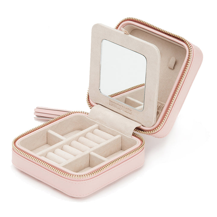 WOLF Caroline Rose Quartz Zip Travel Jewellery Case