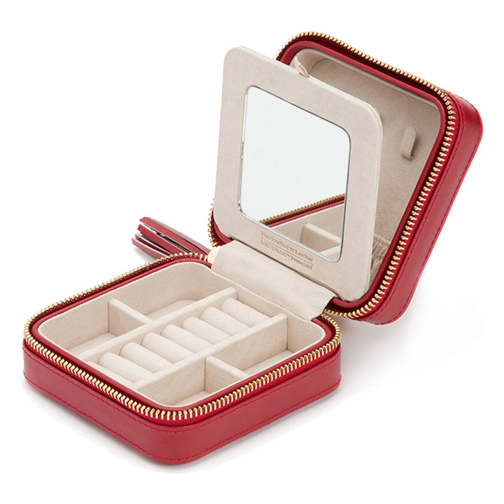 WOLF Caroline Red Zip Travel Jewellery Case