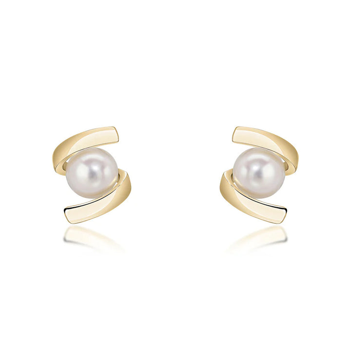 Twisted Pearl 9ct Yellow Gold Stud Earrings - Michael Jones Jeweller