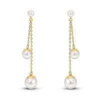 Freshwater Pearl 9ct Yellow Gold Double Drop Earrings