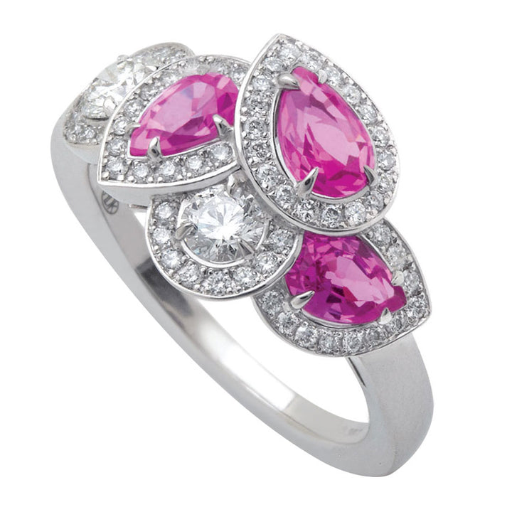 Pink Sapphire and Diamond 18ct White Gold Cluster Ring - Michael Jones Jeweller