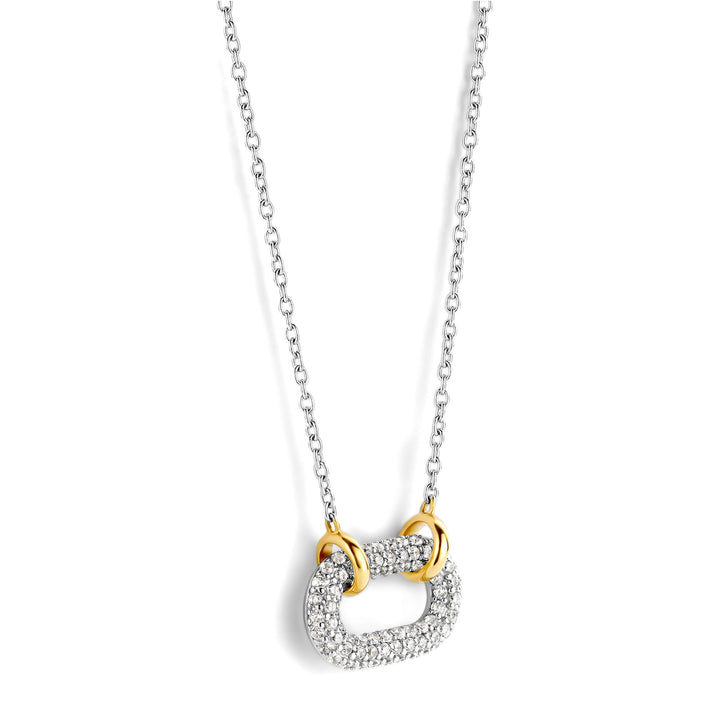 Ti Sento Yellow Gold Plated Cubic Zirconia Oval Link Necklace - Michael Jones Jeweller