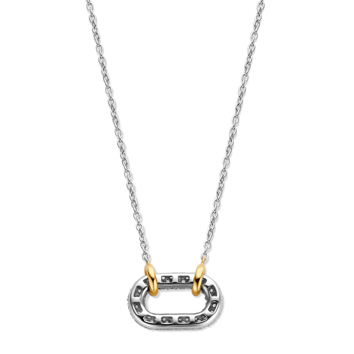 Ti Sento Yellow Gold Plated Cubic Zirconia Oval Link Necklace - Michael Jones Jeweller