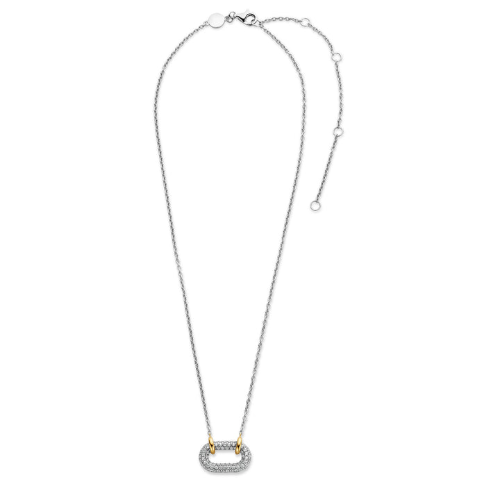 Ti Sento Yellow Gold Plated Cubic Zirconia Oval Link Necklace - Michael Jones Jeweller