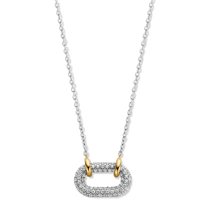 Ti Sento Yellow Gold Plated Cubic Zirconia Oval Link Necklace - Michael Jones Jeweller
