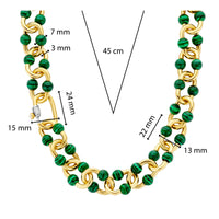 Ti Sento Yellow Gold Plated Malachite Green Bubble Oval Link Necklace