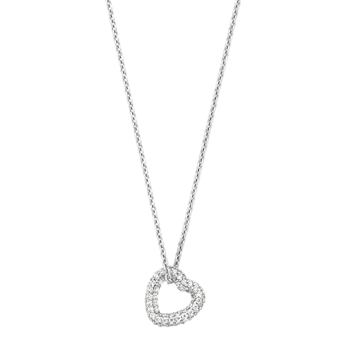 Ti Sento Pavé Cubic Zirconia Heart Necklace - Michael Jones Jeweller