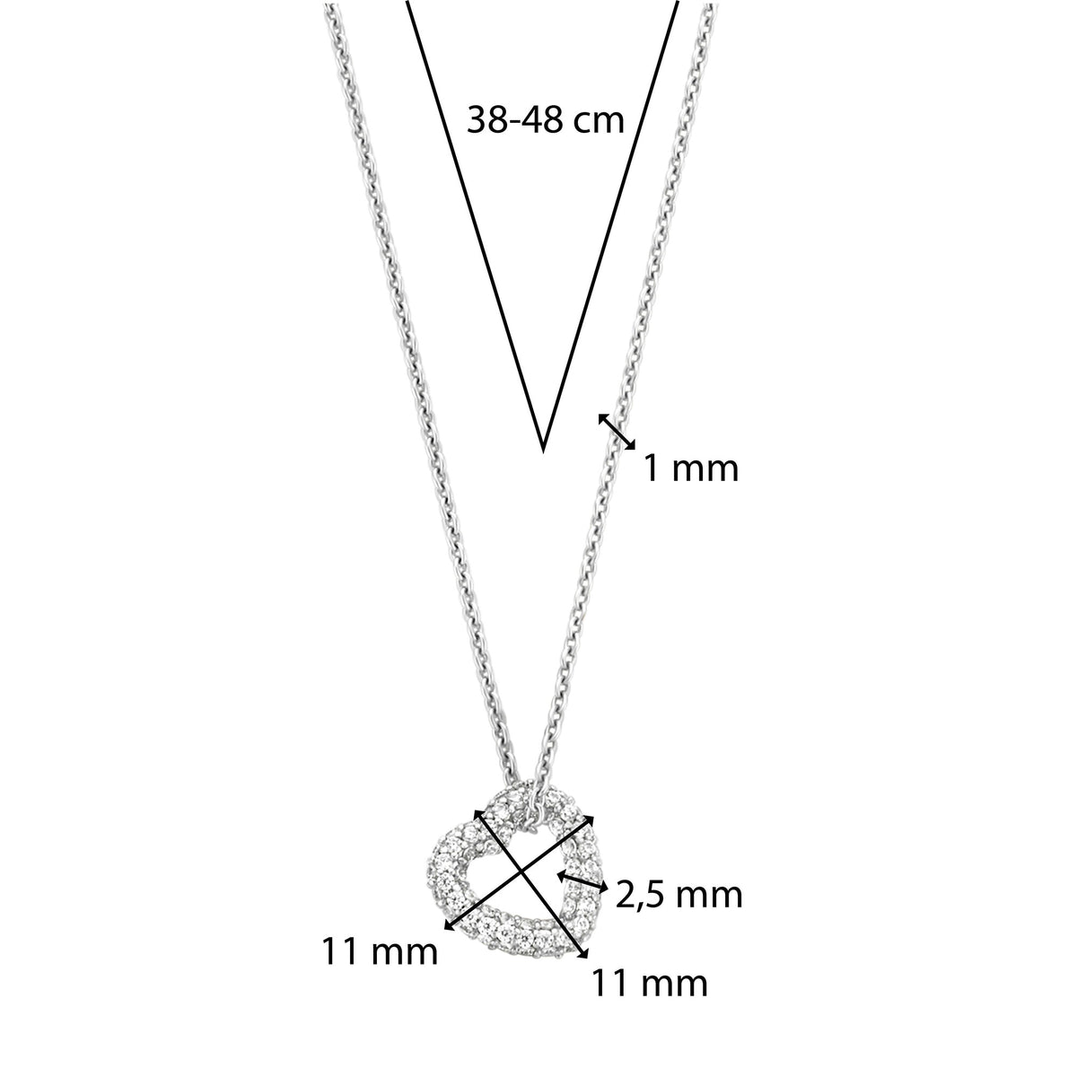 Ti Sento Pavé Cubic Zirconia Heart Necklace - Michael Jones Jeweller
