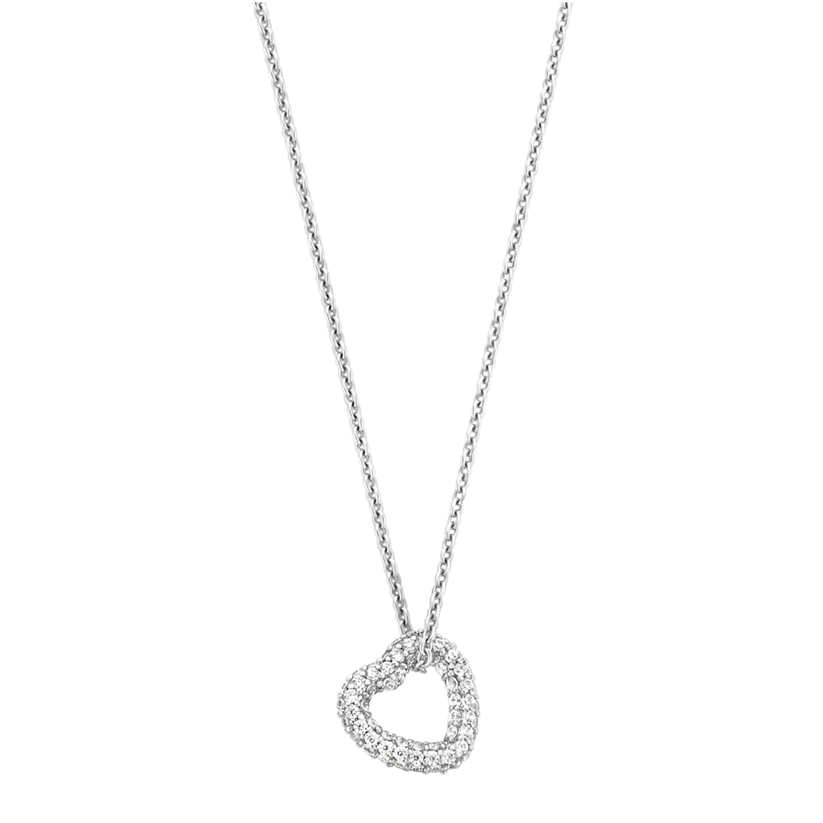 Ti Sento Pavé Cubic Zirconia Heart Necklace - Michael Jones Jeweller