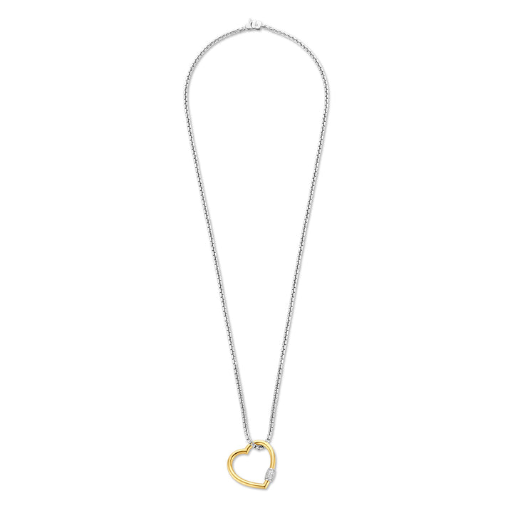 Ti Sento Yellow Gold Plated Pavé Cubic Zirconia Large Heart Necklace