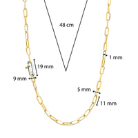 Ti Sento Yellow Gold Plated Oval Link Necklace