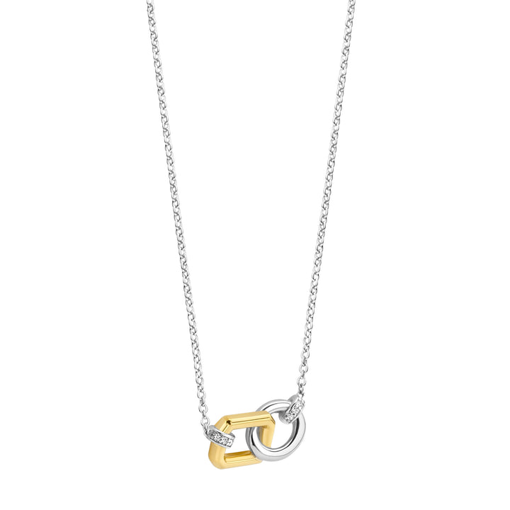 Ti Sento Yellow Gold Plated Cubic Zirconia Interlocking Link Necklace - Michael Jones Jeweller