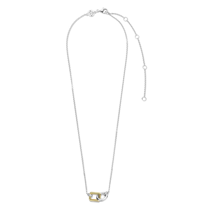 Ti Sento Yellow Gold Plated Cubic Zirconia Interlocking Link Necklace - Michael Jones Jeweller