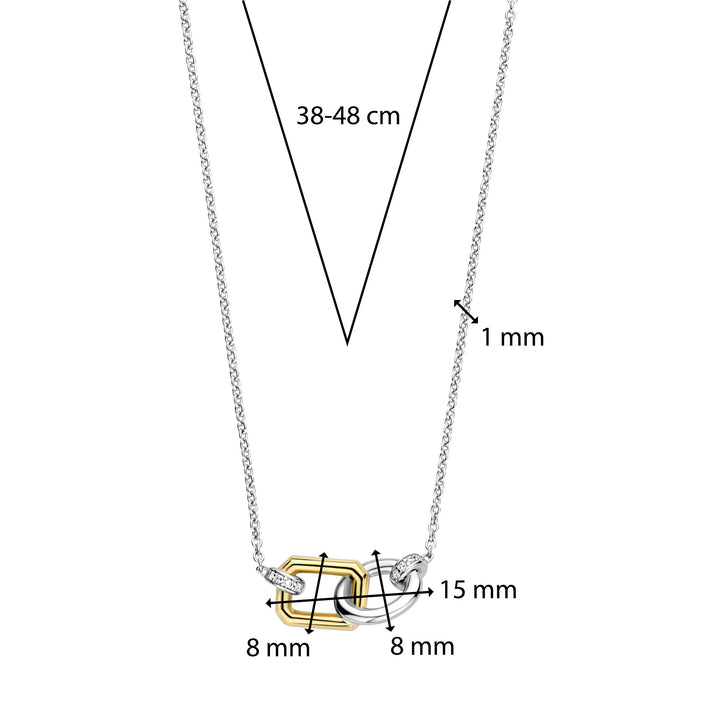 Ti Sento Yellow Gold Plated Cubic Zirconia Interlocking Link Necklace - Michael Jones Jeweller