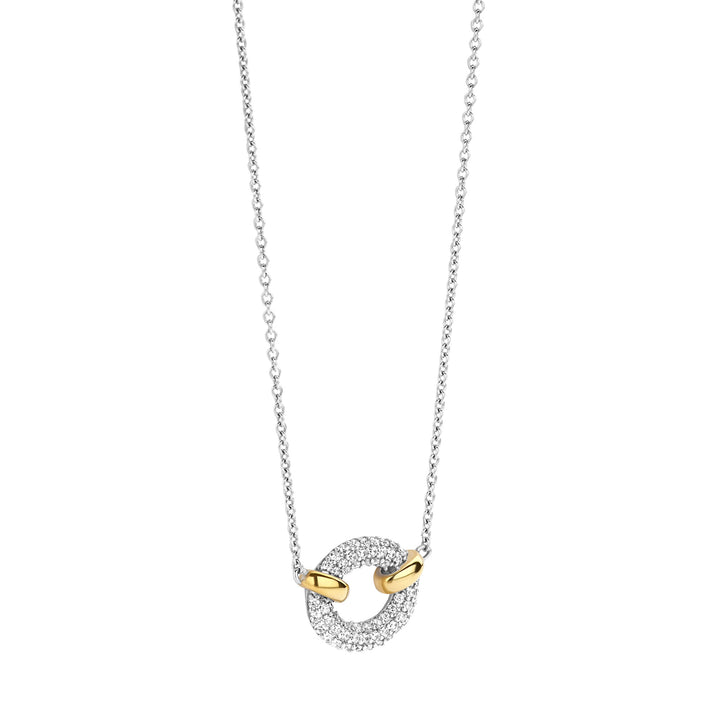 Ti Sento Yellow Gold Plated Cubic Zirconia Oval Link Necklace